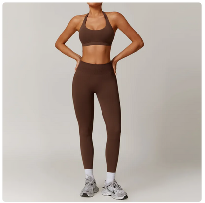 Seamless Backless Yoga Outfit – 2-Piece Bra & Leggings