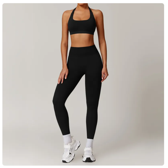 Seamless Backless Yoga Outfit – 2-Piece Bra & Leggings
