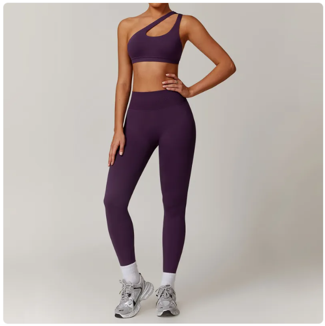 Seamless Backless Yoga Outfit – 2-Piece Bra & Leggings