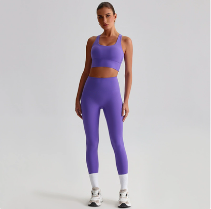Seamless Backless Yoga Outfit – 2-Piece Bra & Leggings