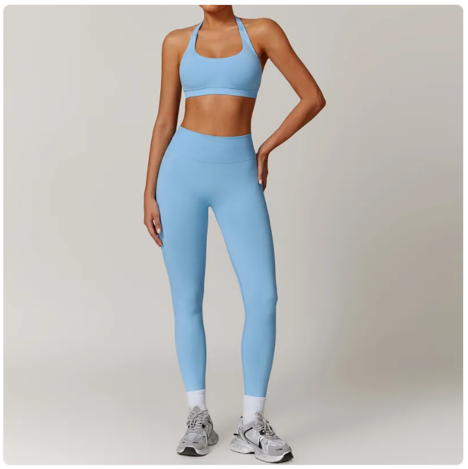 Seamless Backless Yoga Outfit – 2-Piece Bra & Leggings