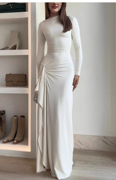 Women’s Slim Long Sleeve Asymmetric Split Dress