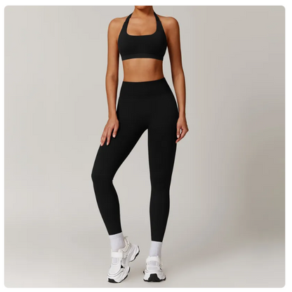 Seamless Backless Yoga Outfit – 2-Piece Bra & Leggings